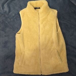 Lomon Cream Faux Sherpa Zip-Up Vest